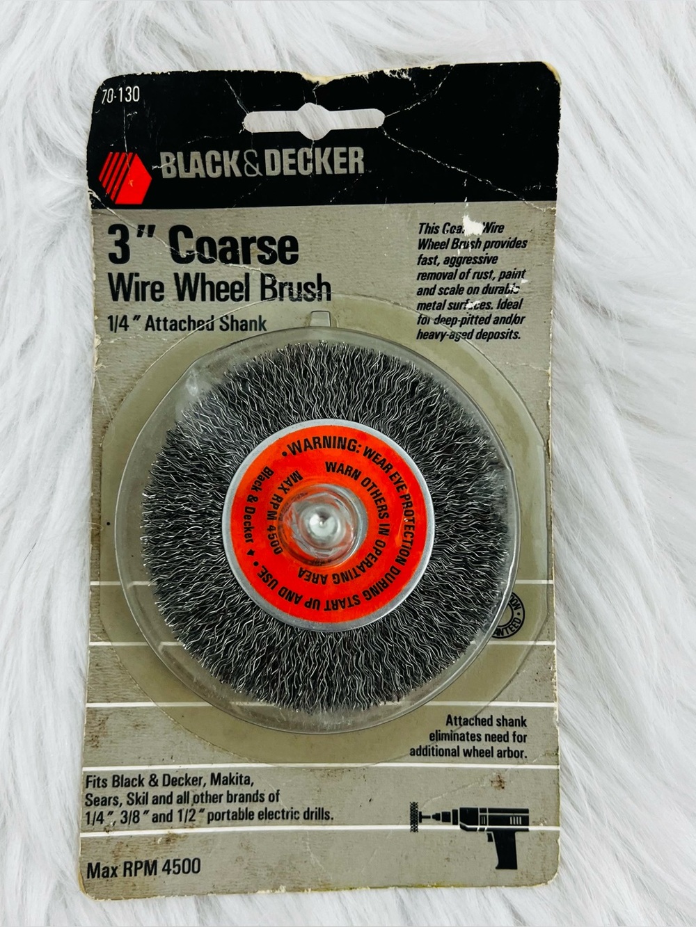 Black & Decker 3” Coarse Wire Wheel Brush 1/4 Attached Shank